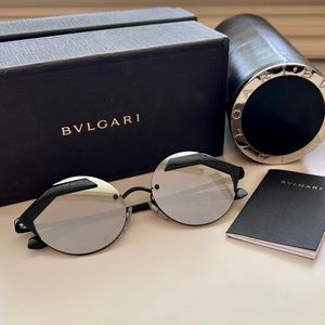 Bvlgari serpenti black mirrored sunglasses